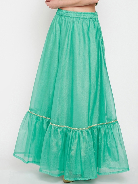 

Studio Rasa Women Green Solid Flared Maxi Skirt