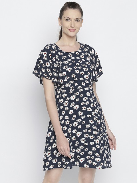 

Honey by Pantaloons Women Navy Blue Printed Fit and Flare Dress