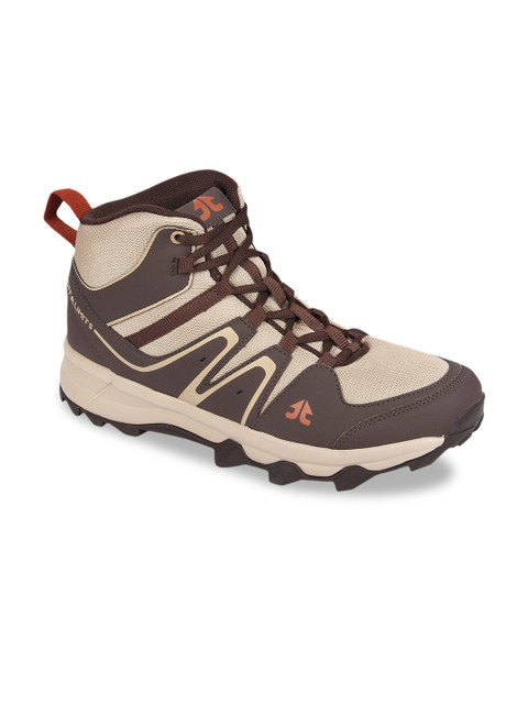 

OFF LIMITS Men Brown & Beige Mesh Mid-Top Running Shoes
