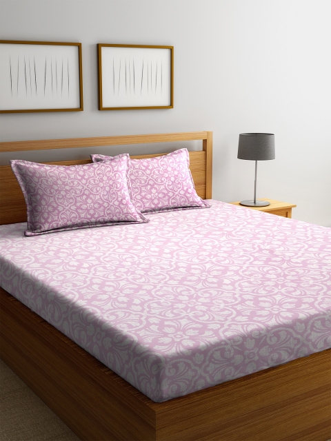 

BOMBAY DYEING Pink Floral 104 TC Cotton 1 Queen Bedsheet with 2 Pillow Covers