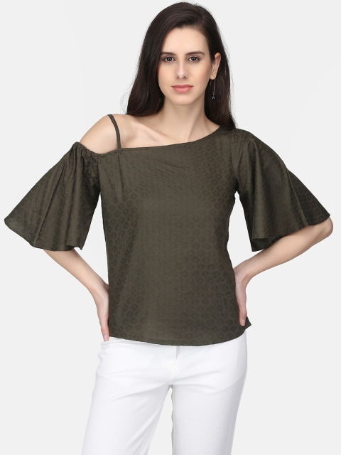 

Eavan Women Olive Green Self Design Top