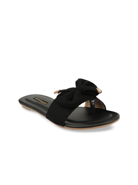 Shoetopia Women Black Solid Open Toe Flats