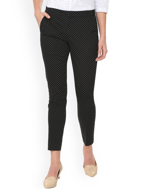 

Van Heusen Woman Women Black Regular Fit Printed Regular Trousers