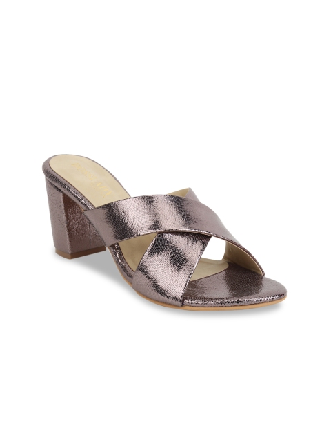

SCENTRA Women Gunmetal-Toned Solid Sandals, Charcoal