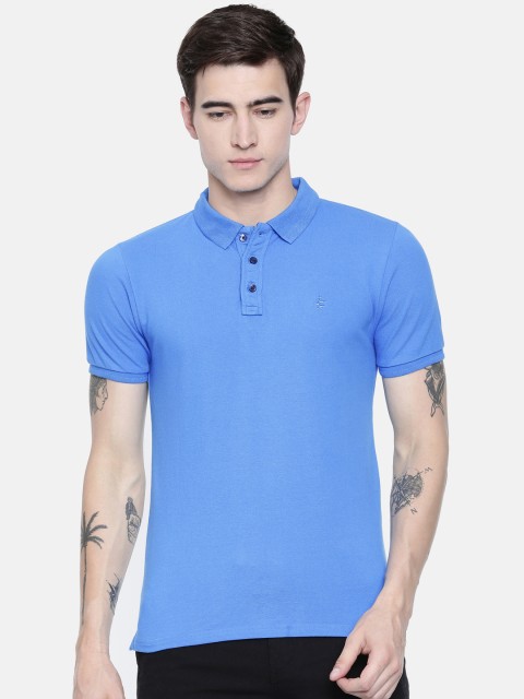 

Breakbounce Men Blue Solid Polo Collar T-shirt