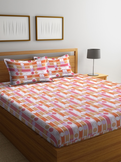 

BOMBAY DYEING Brown Geometric 104 TC Cotton 1 Queen Bedsheet with 2 Pillow Covers