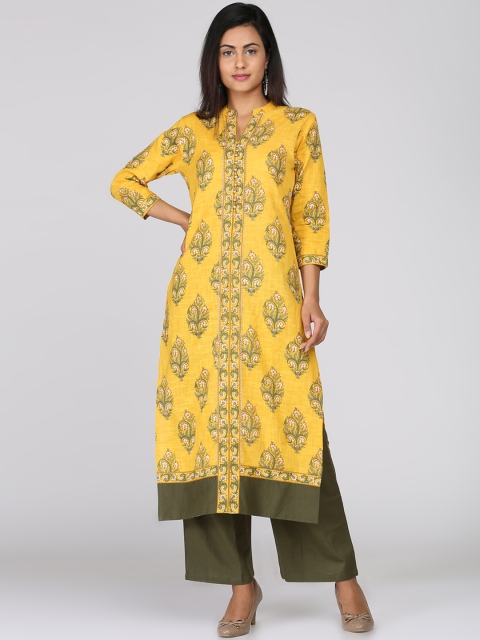 

Soch Women Yellow & Green Printed Kurta with Trousers