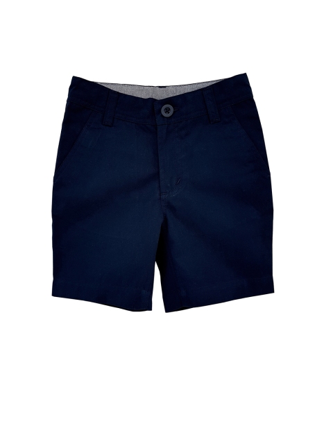 

Campana Boys Navy Blue Solid Regular Fit Regular Shorts