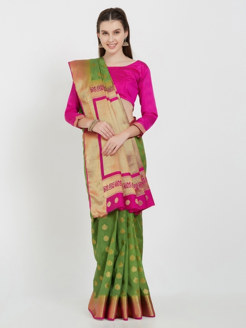 

Viva N Diva Green Silk Blend Woven Design Banarasi Saree