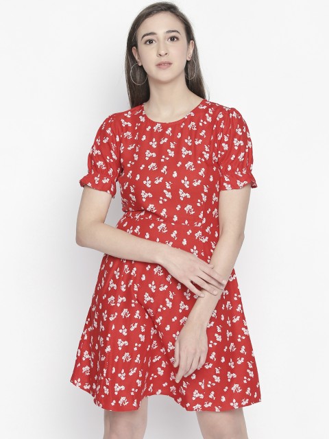 

Honey by Pantaloons Women Red Printed Fit and Flare Dress