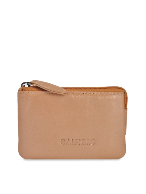 

CALFNERO Unisex Beige Solid Zip Around Wallet