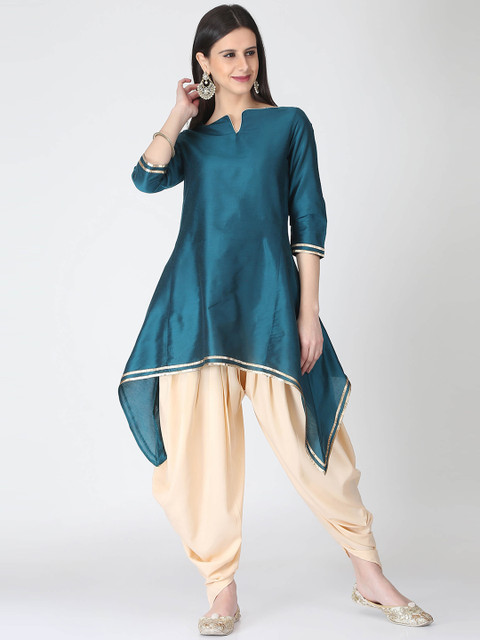 

Abhishti Women Green & Beige Solid Kurti with Dhoti Pants