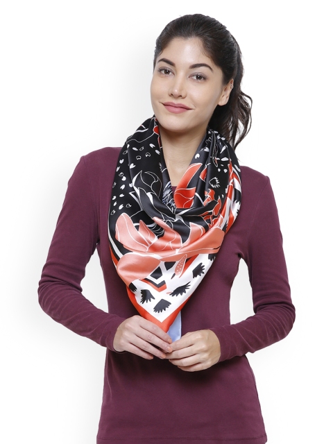 

Citypret Black & Coral Printed Scarf