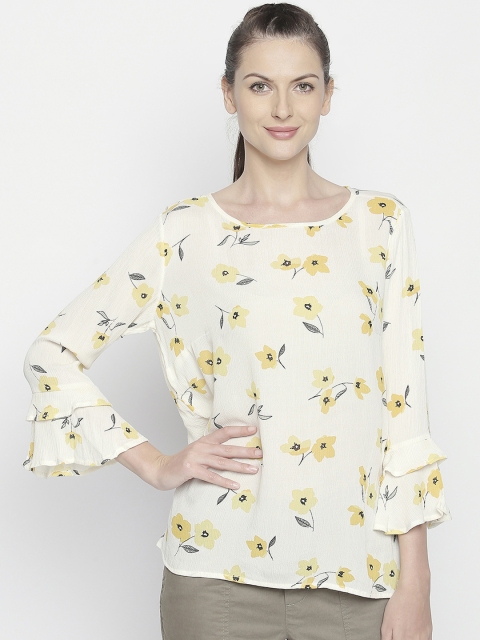 

Honey by Pantaloons Women Yellow Printed A-Line Top