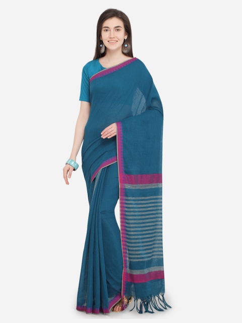 

Triveni Blue Solid Pure Cotton Saree