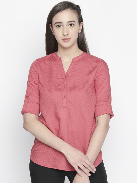 

Honey by Pantaloons Women Pink Self Design Shirt Style Top