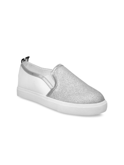 

MSC Women Silver-Toned Slip-On Sneakers