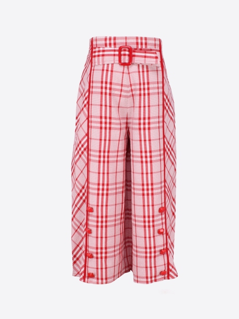 

CUTECUMBER Girls Red Regular Fit Checked Culottes