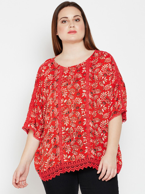 

Oxolloxo Women Red Printed Boxy Top