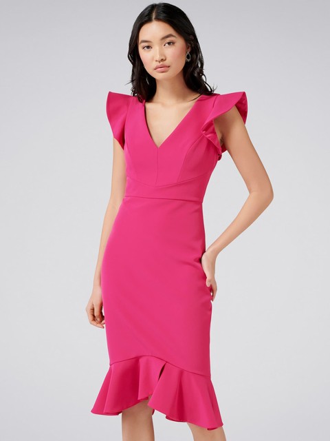 

Forever New Women Pink Solid A-Line Dress