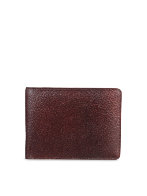 

Swiss Design Men Brown Textured Two Fold Leather Wallet