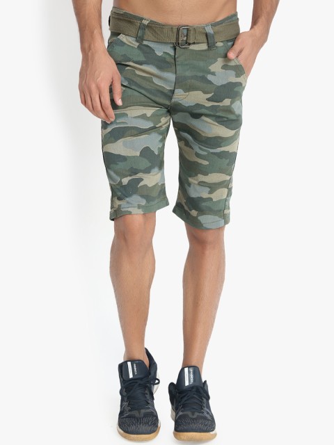 

Kotty Men Blue & Green Camouflage Printed Regular Fit Regular Shorts