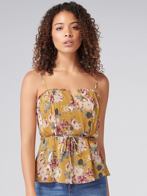 

Forever New Women Yellow Printed Tank Top