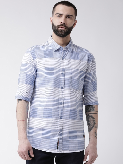 

Club York Men Blue & White Slim Fit Striped Casual Shirt