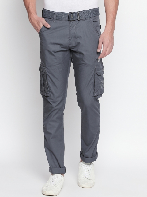 

beevee Men Grey Comfort Regular Fit Solid Cargos