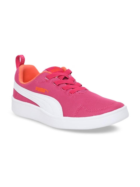 

Puma Girls Pink & White Colourblocked Courtflex Mesh PS Sneakers