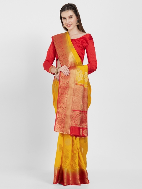 

Viva N Diva Yellow & Red Woven Design Banarasi Saree