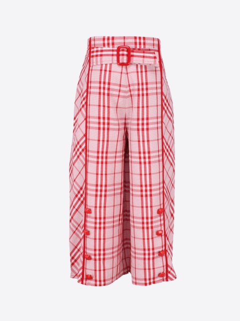 

CUTECUMBER Girls Red Smart Regular Fit Checked Culottes
