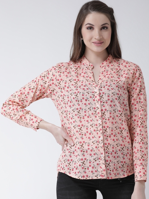 

The Vanca Women Peach-Coloured Regular Fit Printed Casual Shirt