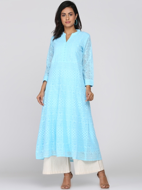 

Soch Women Blue Embroidered A-Line Kurta