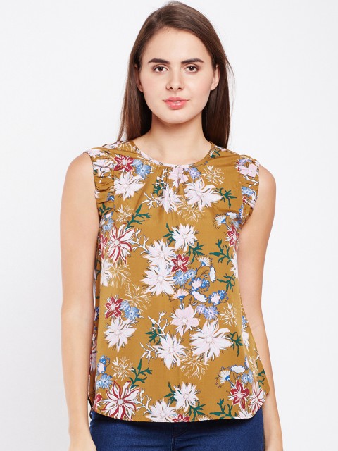 

Oxolloxo Women Mustard Printed A-Line Top