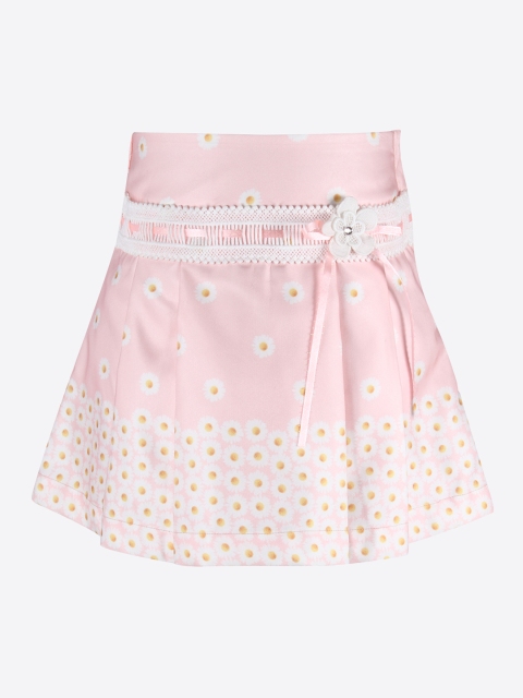 

CUTECUMBER Girls Pink & White Floral Printed A-Line Skirt
