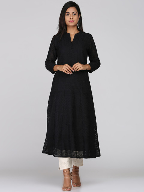 

Soch Women Black Embroidered A-Line Kurta