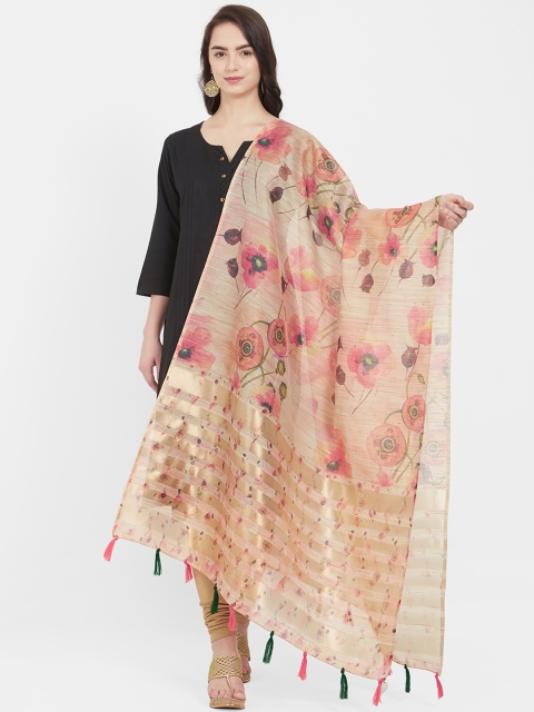 Faserz Beige Woven Design Dupatta