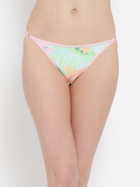 

Clovia Women Green & Pink Printed ThongsPN3073P11XL
