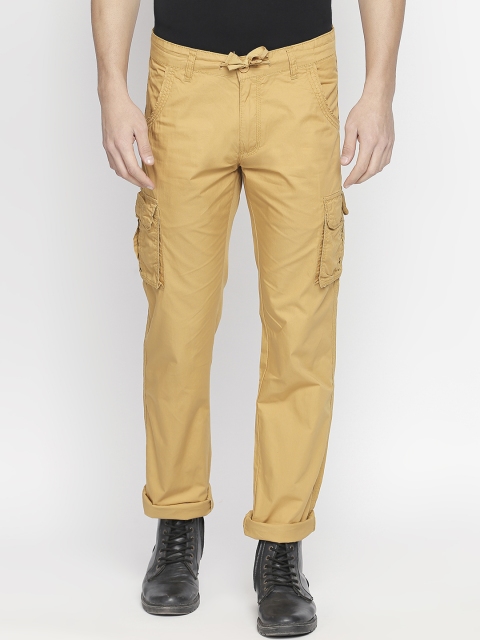 

beevee Men Yellow Comfort Regular Fit Solid Cargos