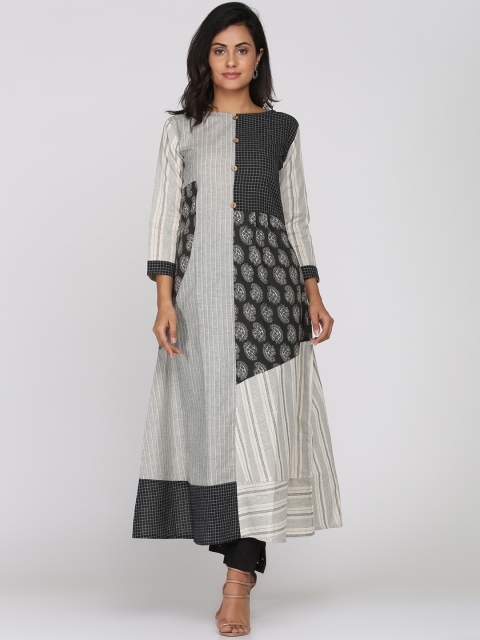 

Soch Women Grey & Black Striped A-Line Kurta