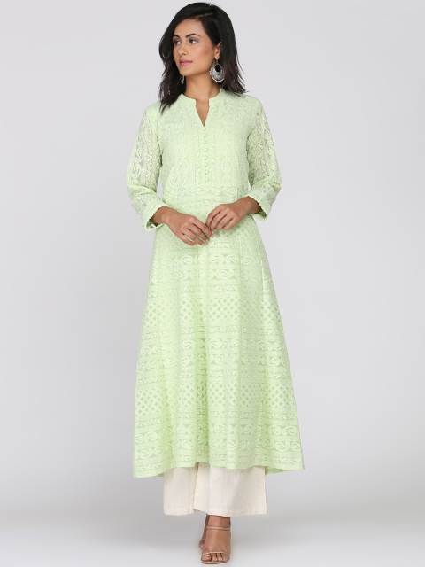 

Soch Women Green Embroidered A-Line Kurta