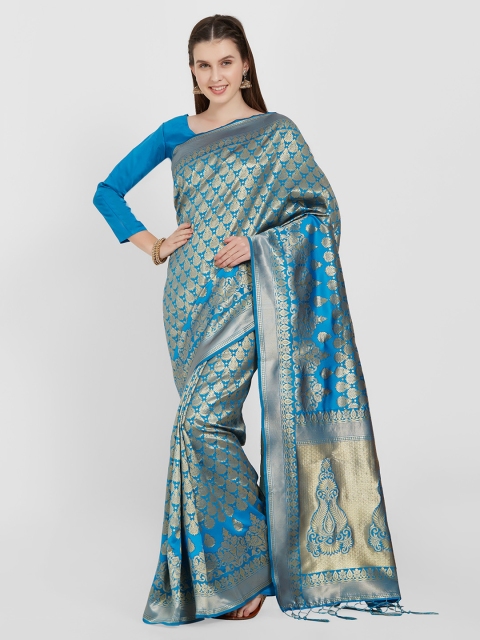 

Viva N Diva Teal Blue Woven Design Kanjeevaram Saree