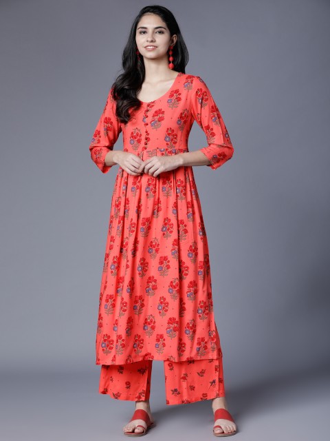 

Vishudh Women Pink Printed Kurta with Palazzos