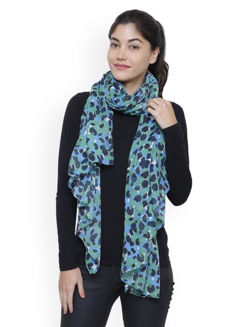 

Citypret Turquoise Blue Printed Scarf