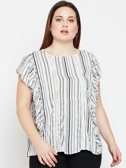 

Oxolloxo Women Off-White & Black Striped Top