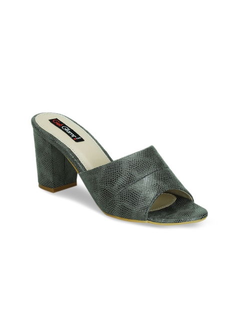 

Get Glamr Women Olive Green Printed Heels
