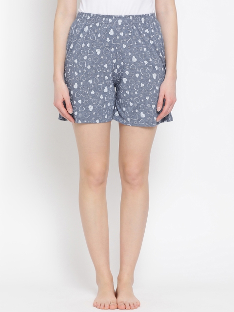 

Clovia Cotton Rich Printed Lounge Shorts LB0174P01, Grey