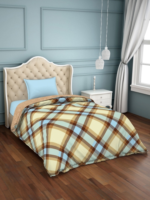 

SPACES Brown Checked AC Room 150 GSM Single Bed Comforter