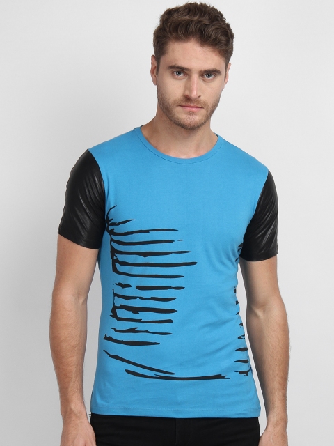 

LA LOFT Men Blue Printed Round Neck T-shirt